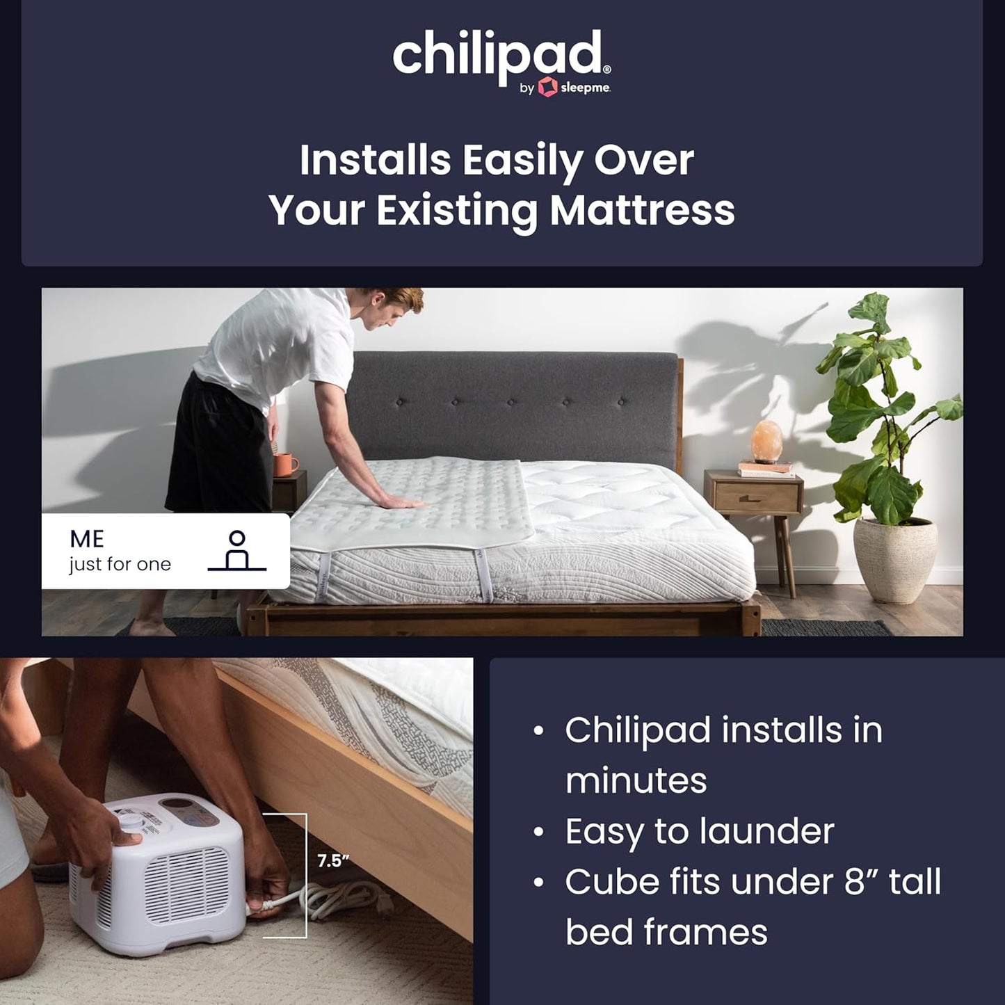 Cube Bed Cooling System - Cooling & Heating Mattress Topper, Dual Zone Individual Bed Temperature, Cool Sleep Enhancement, Temp Range of 60-115°F, WE Queen Bedsize (60"W x 80"L), Model: CP514