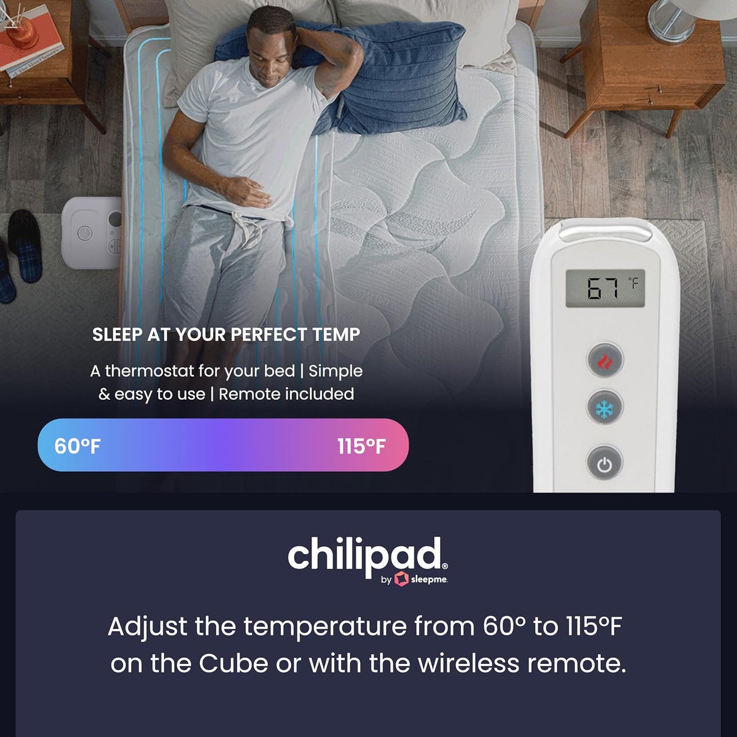 Cube Bed Cooling System - Cooling & Heating Mattress Topper, Dual Zone Individual Bed Temperature, Cool Sleep Enhancement, Temp Range of 60-115°F, WE Queen Bedsize (60"W x 80"L), Model: CP514
